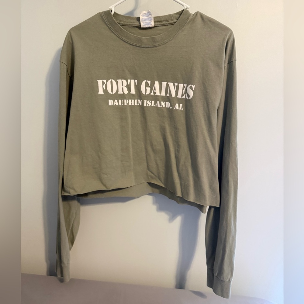 Olive Green Fort Gaines Cropped Long Sleeve